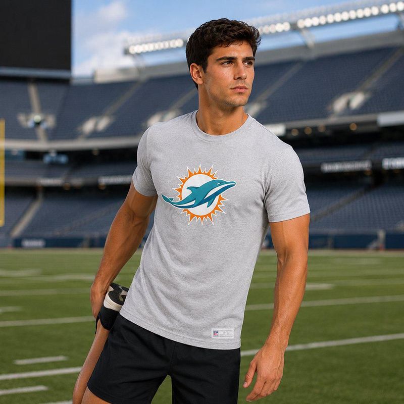 Playera Aficionado NFL Miami Dolphins Manga Corta Gris Hombre