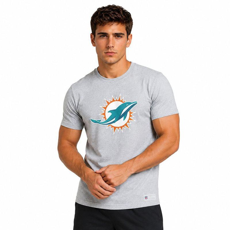 Playera Aficionado NFL Miami Dolphins Manga Corta Gris Hombre