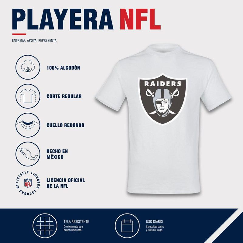 Playera Aficionado NFL Las Vegas Raiders Manga Corta Blanco Hombre