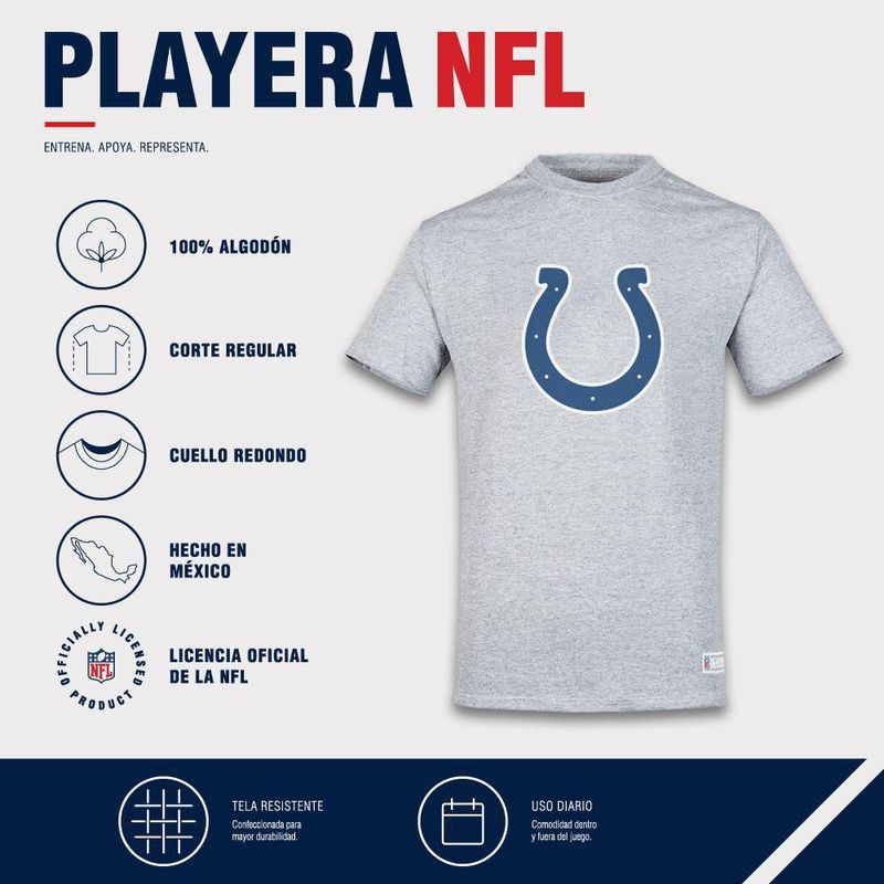 Playera Aficionado NFL Indianapolis Colts Manga Corta Gris Hombre