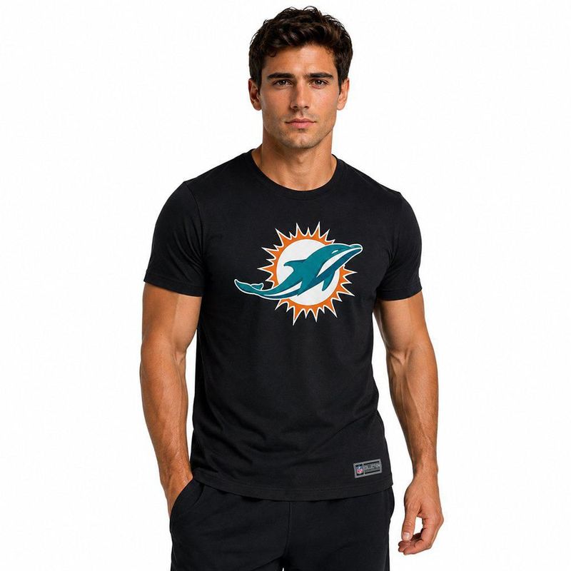 Playera Aficionado NFL Miami Dolphins Manga Corta Negro Hombre