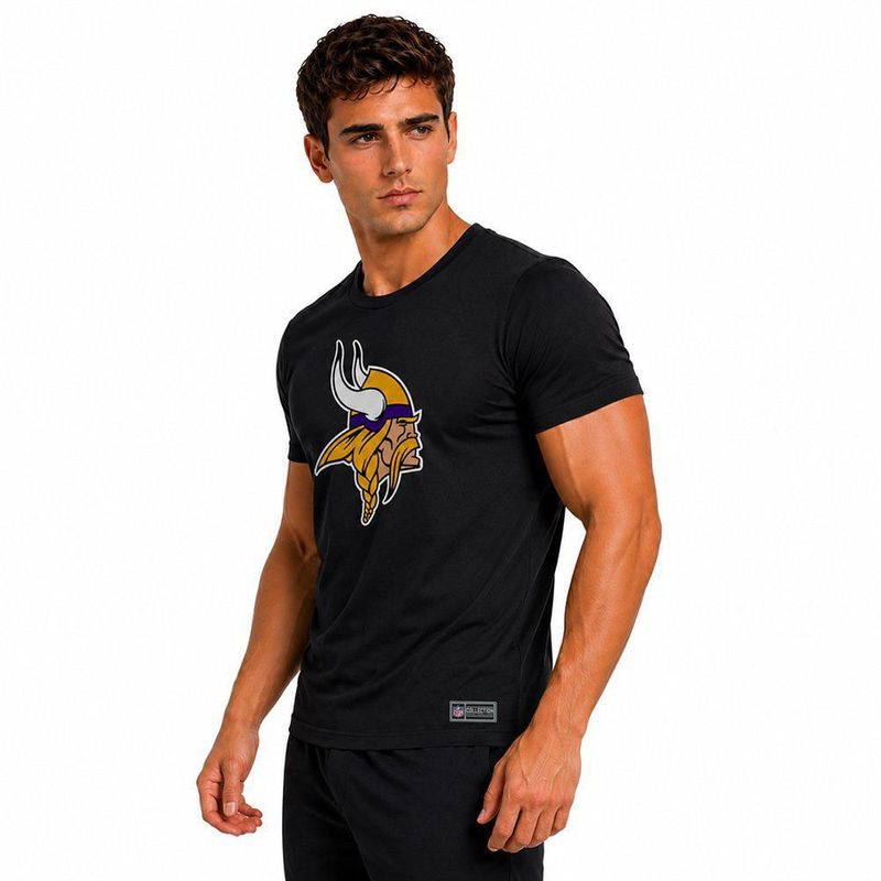 Playera Aficionado NFL Minnesota Vikings Manga Corta Negro Hombre