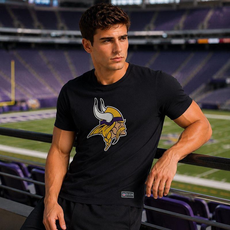 Playera Aficionado NFL Minnesota Vikings Manga Corta Negro Hombre