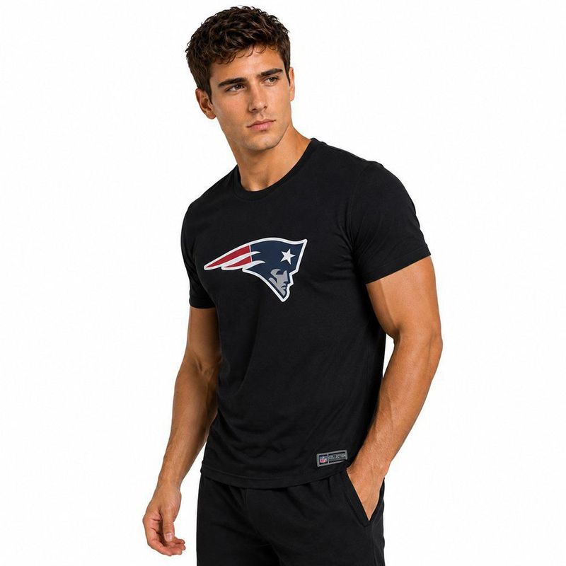 Playera Aficionado NFL New England Patriots Manga Corta Negro Hombre