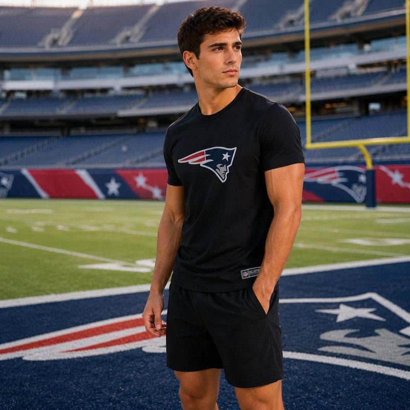 Playera Aficionado NFL New England Patriots Manga Corta Negro Hombre
