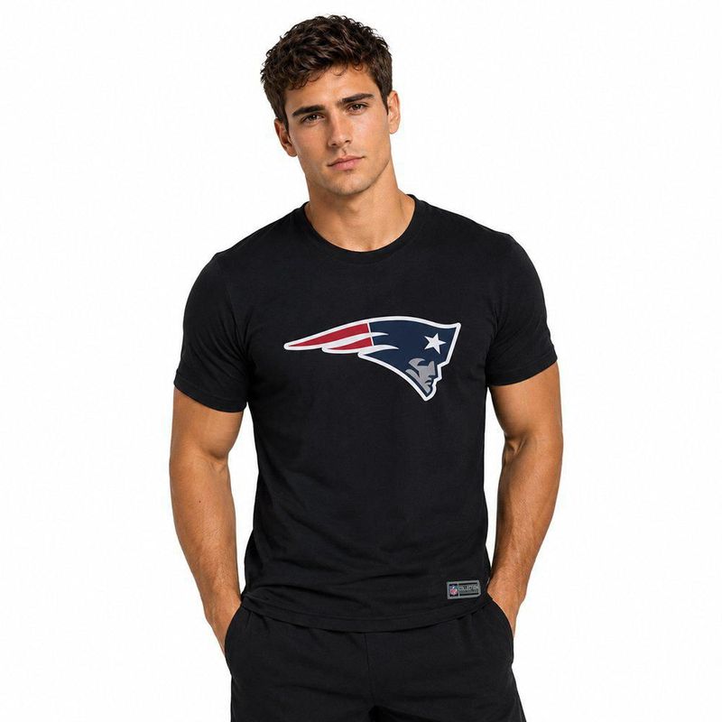 Playera Aficionado NFL New England Patriots Manga Corta Negro Hombre