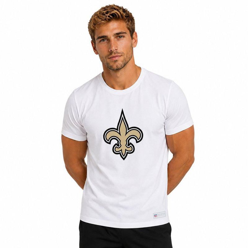Playera Aficionado NFL New Orleans Saints Manga Corta Blanco Hombre