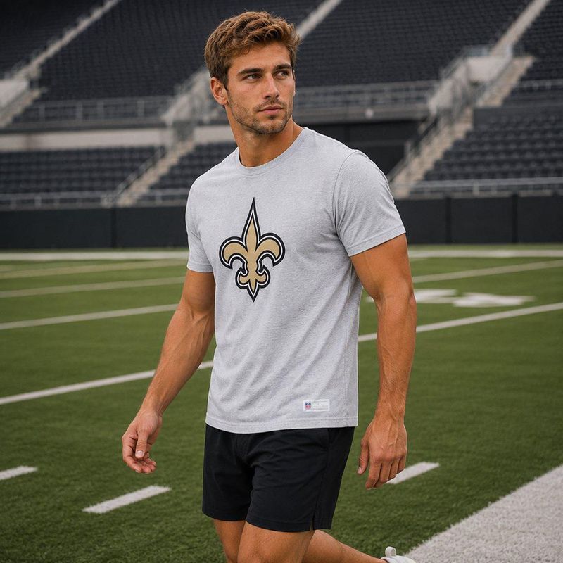 Playera Aficionado NFL New Orleans Saints Manga Corta Gris Hombre