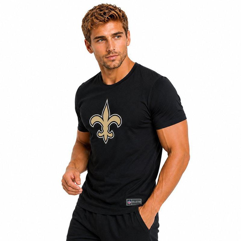 Playera Aficionado NFL New Orleans Saints Manga Corta Negro Hombre