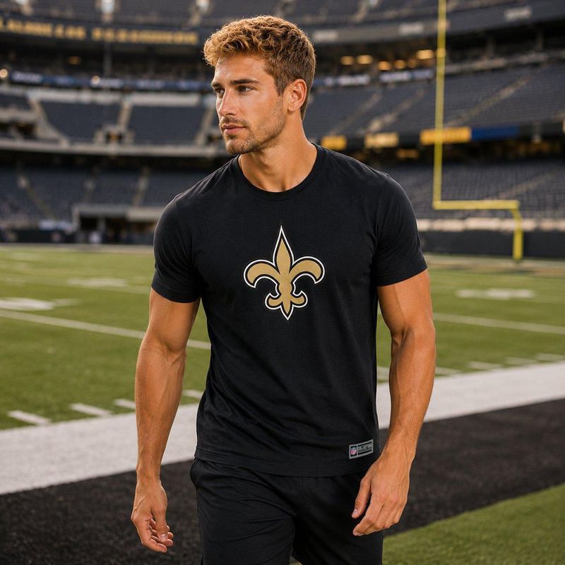 Playera Aficionado NFL New Orleans Saints Manga Corta Negro Hombre