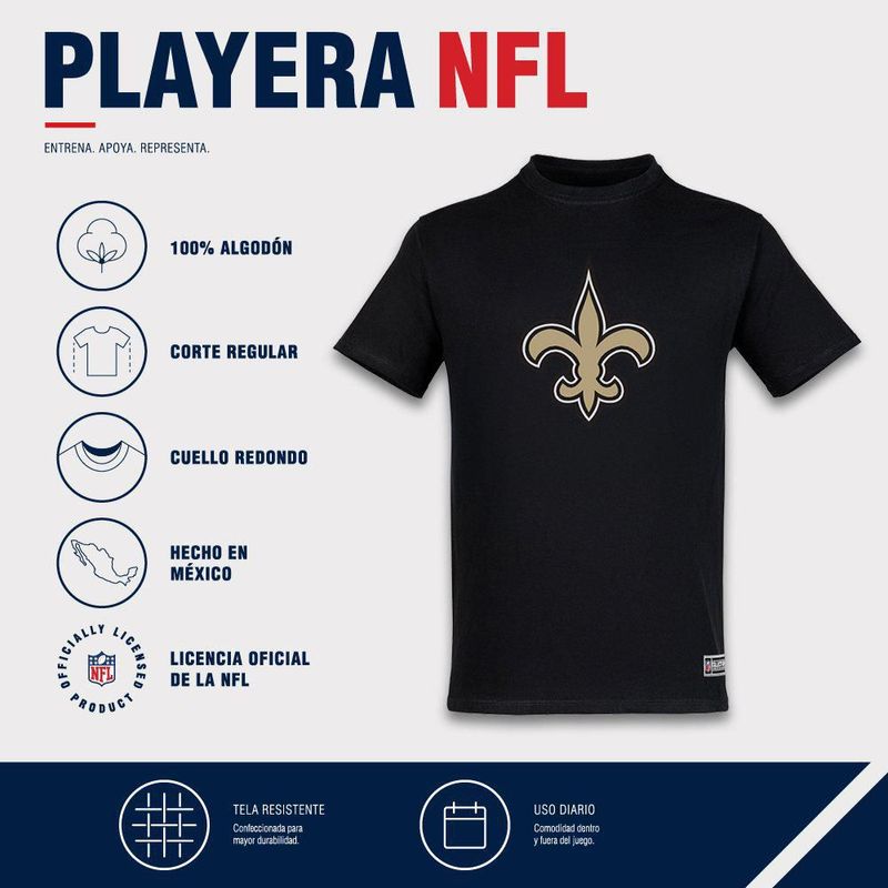 Playera Aficionado NFL New Orleans Saints Manga Corta Negro Hombre