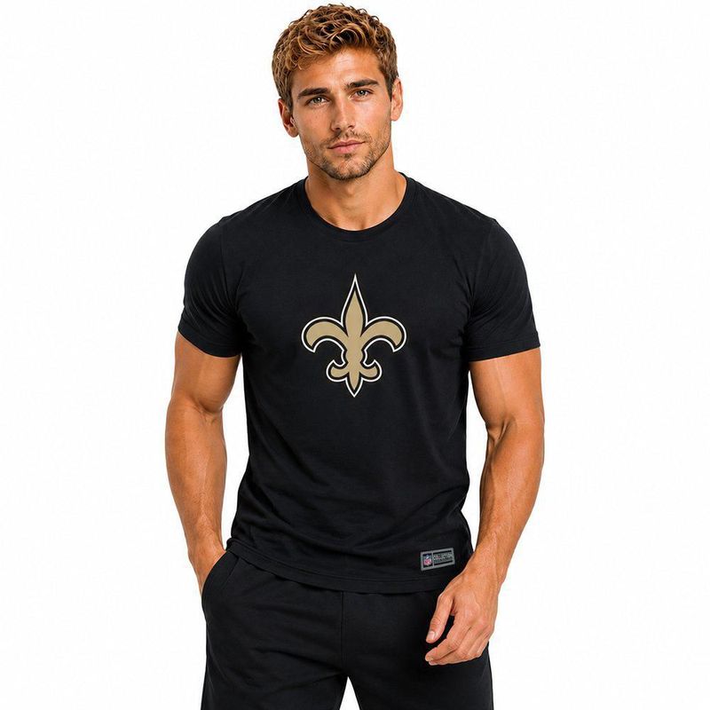 Playera Aficionado NFL New Orleans Saints Manga Corta Negro Hombre