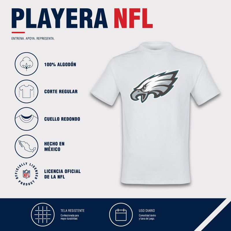 Playera Aficionado NFL Philadelphia Eagles Manga Corta Blanco Hombre