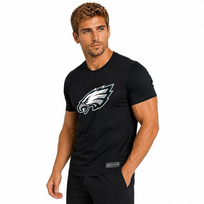 Playera Aficionado NFL Philadelphia Eagles Manga Corta Negro Hombre