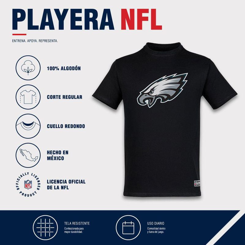 Playera Aficionado NFL Philadelphia Eagles Manga Corta Negro Hombre
