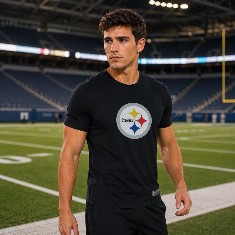 Playera Aficionado NFL Pittsburgh Steelers Manga Corta Negro Hombre