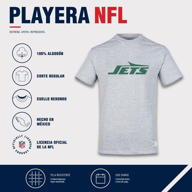 Playera Aficionado NFL New York Jets Manga Corta Gris Hombre