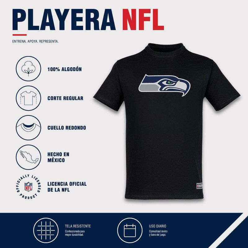 Playera Aficionado NFL Seattle Seahawks Manga Corta Negro Hombre