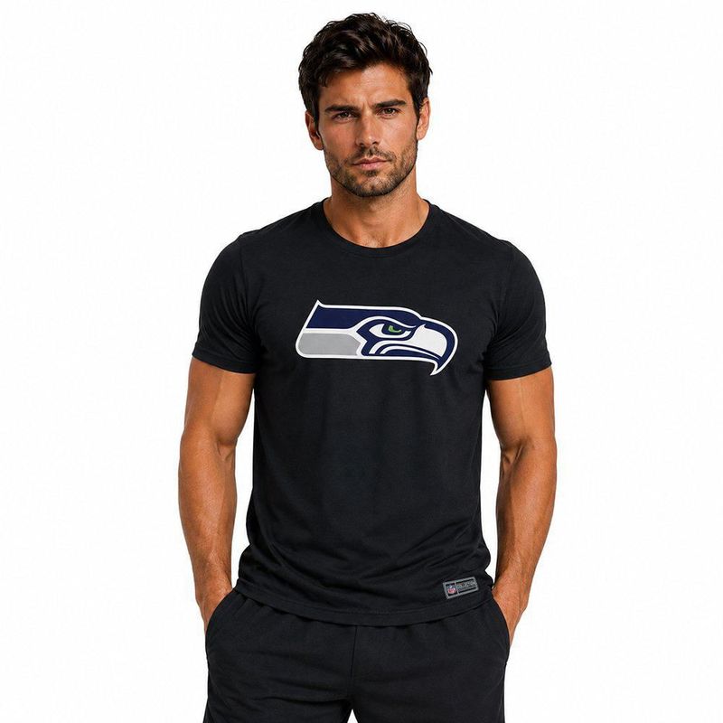 Playera Aficionado NFL Seattle Seahawks Manga Corta Negro Hombre