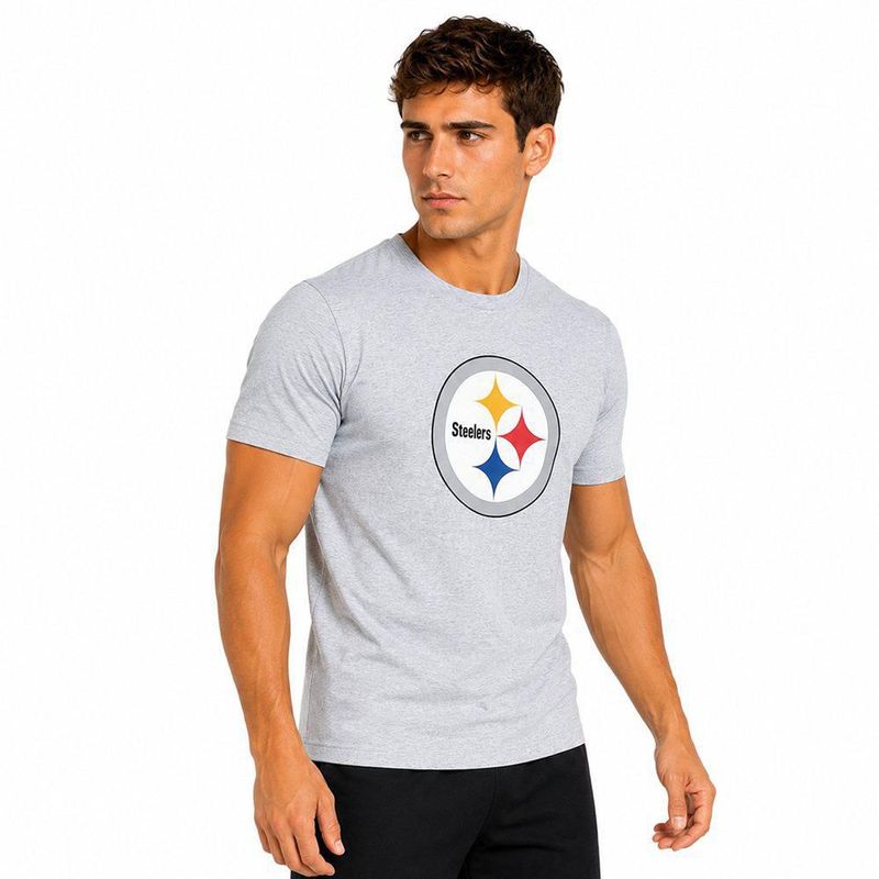 Playera Aficionado NFL Pittsburgh Steelers Manga Corta Gris Hombre