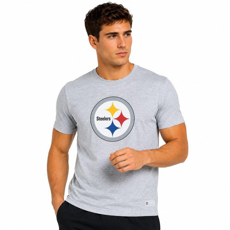 Playera Aficionado NFL Pittsburgh Steelers Manga Corta Gris Hombre