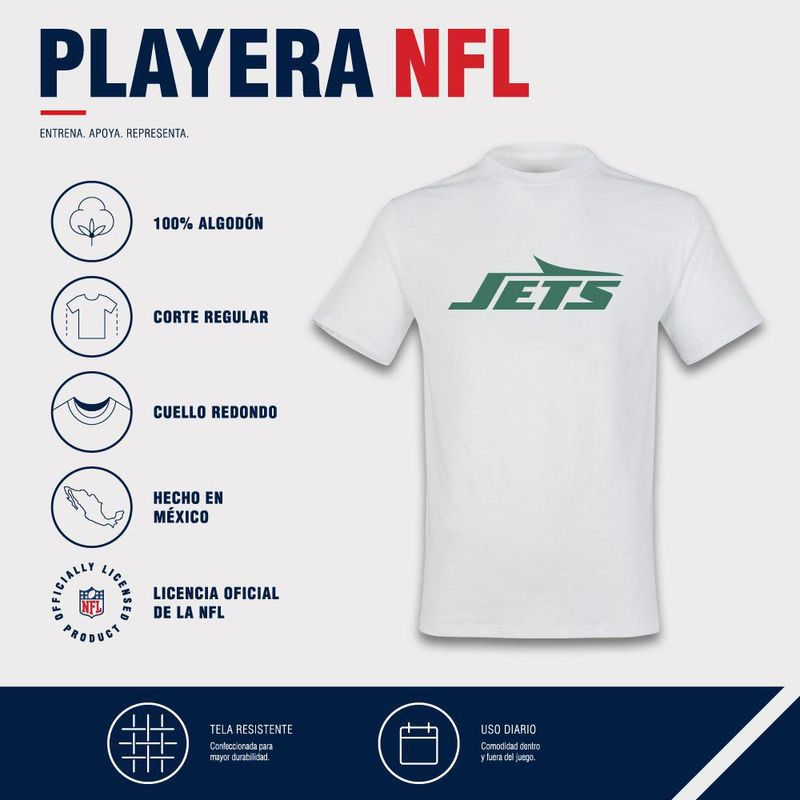 Playera Aficionado NFL New York Jets Manga Corta Blanco Hombre