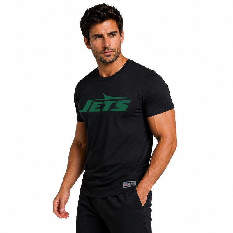 Playera Aficionado NFL New York Jets Manga Corta Negro Hombre