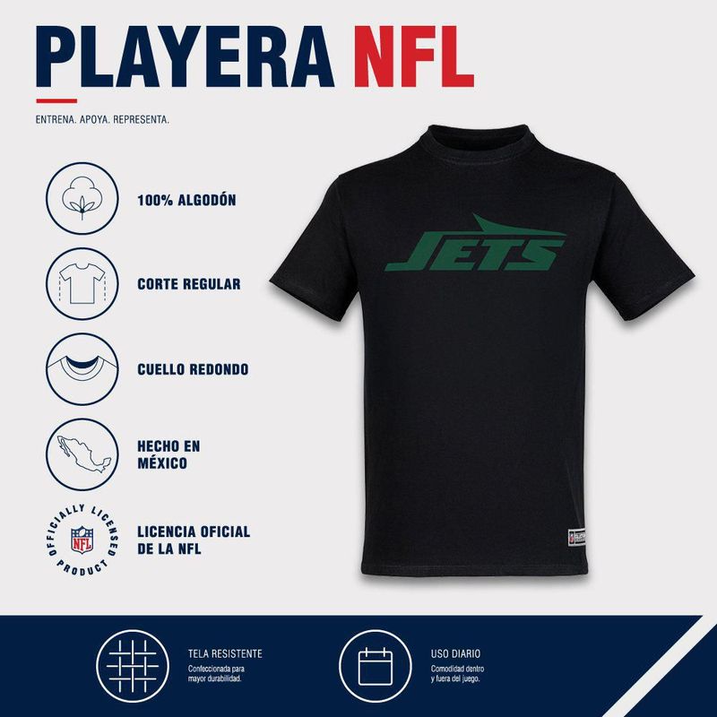 Playera Aficionado NFL New York Jets Manga Corta Negro Hombre