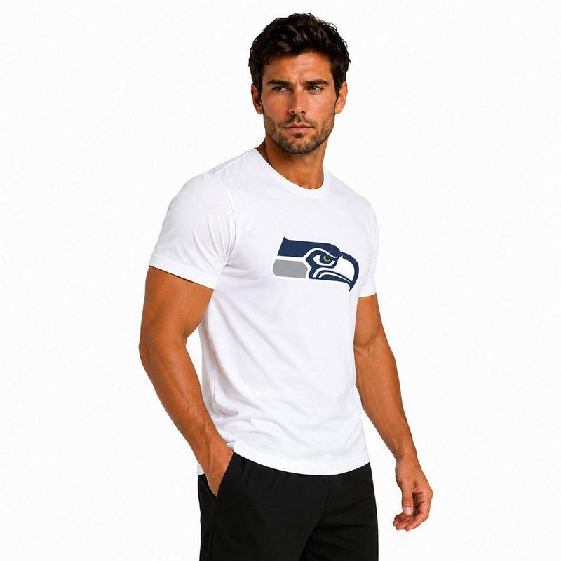 Playera Aficionado NFL Seattle Seahawks Manga Corta Blanco Hombre