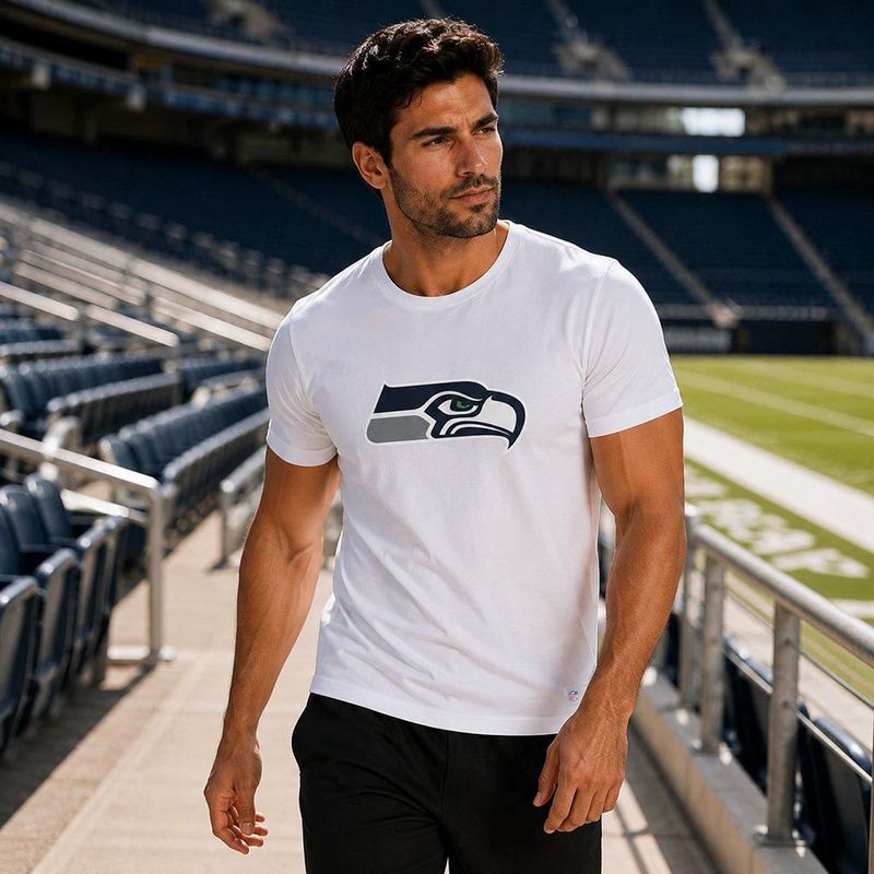 Playera Aficionado NFL Seattle Seahawks Manga Corta Blanco Hombre