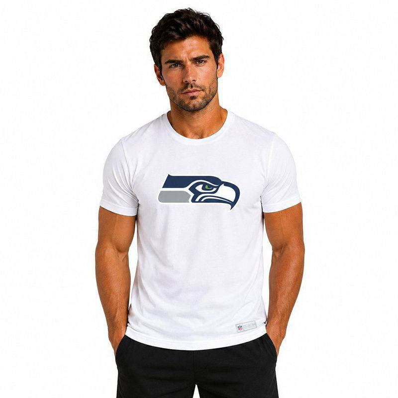 Playera Aficionado NFL Seattle Seahawks Manga Corta Blanco Hombre