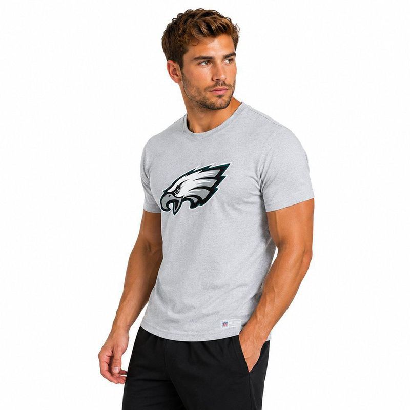 Playera Aficionado NFL Philadelphia Eagles Manga Corta Gris Hombre
