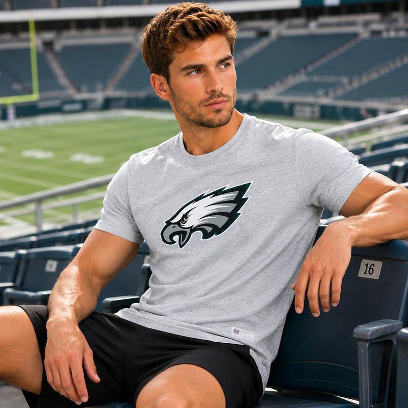 Playera Aficionado NFL Philadelphia Eagles Manga Corta Gris Hombre