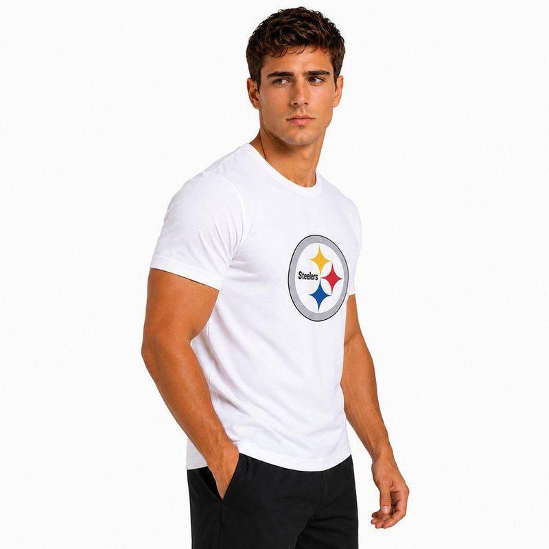 Playera Aficionado NFL Pittsburgh Steelers Manga Corta Blanco Hombre