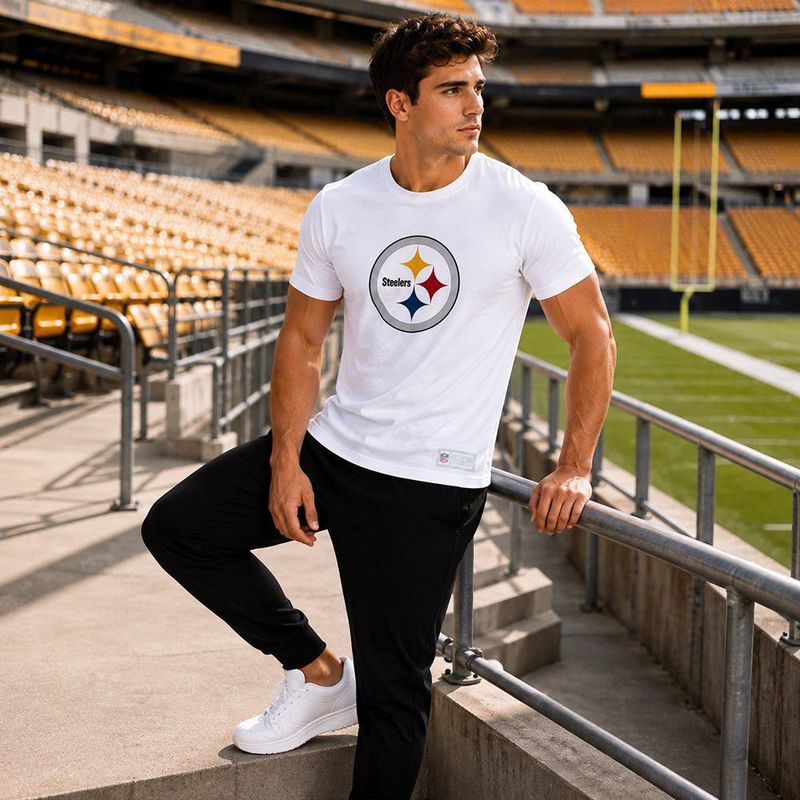Playera Aficionado NFL Pittsburgh Steelers Manga Corta Blanco Hombre