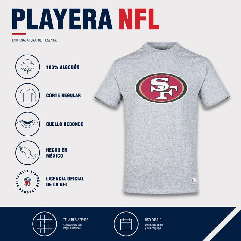 Playera Aficionado NFL San Francisco 49ers Manga Corta Gris Hombre