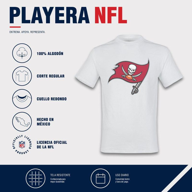 Playera Aficionado NFL Tampa Bay Buccaneers Manga Corta Blanco Hombre