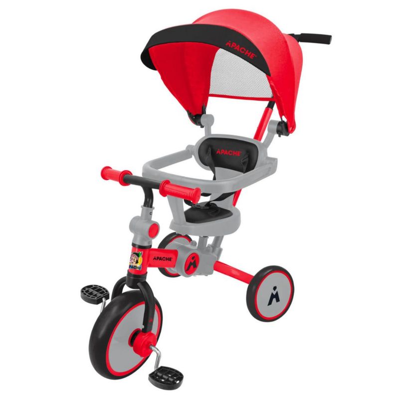 Apache Triciclo Carriola 7 En 1, Multifunción Y Plegable Color Rojo