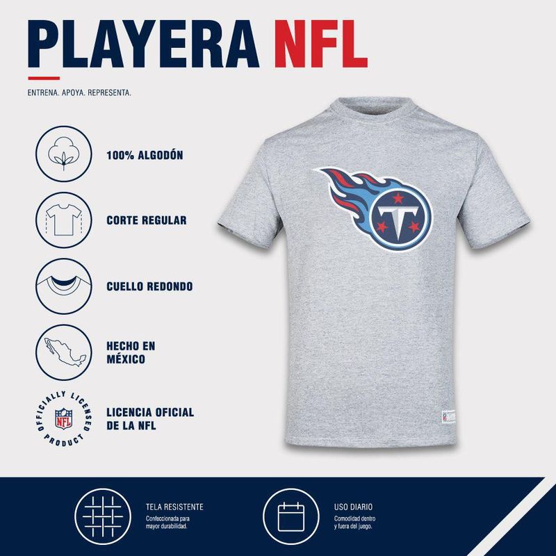 Playera Aficionado NFL Tennessee Titans Manga Corta Gris Hombre