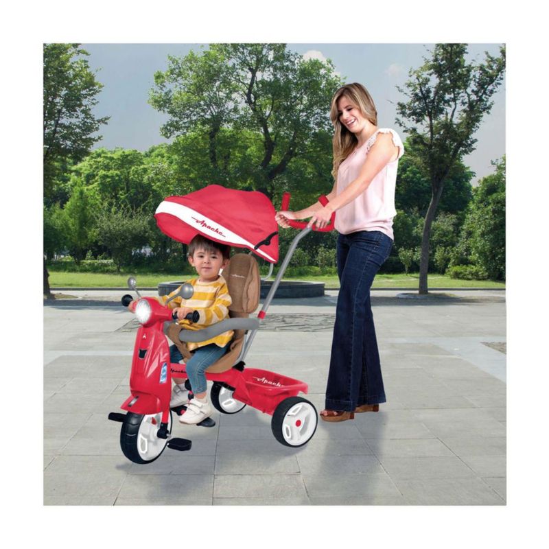 Triciclo Apache 3 En 1 Vespa Roja Con Sonidos Y Luz