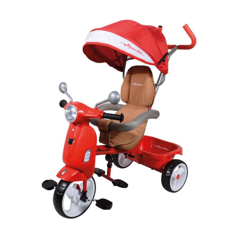 Triciclo Apache 3 En 1 Vespa Roja Con Sonidos Y Luz