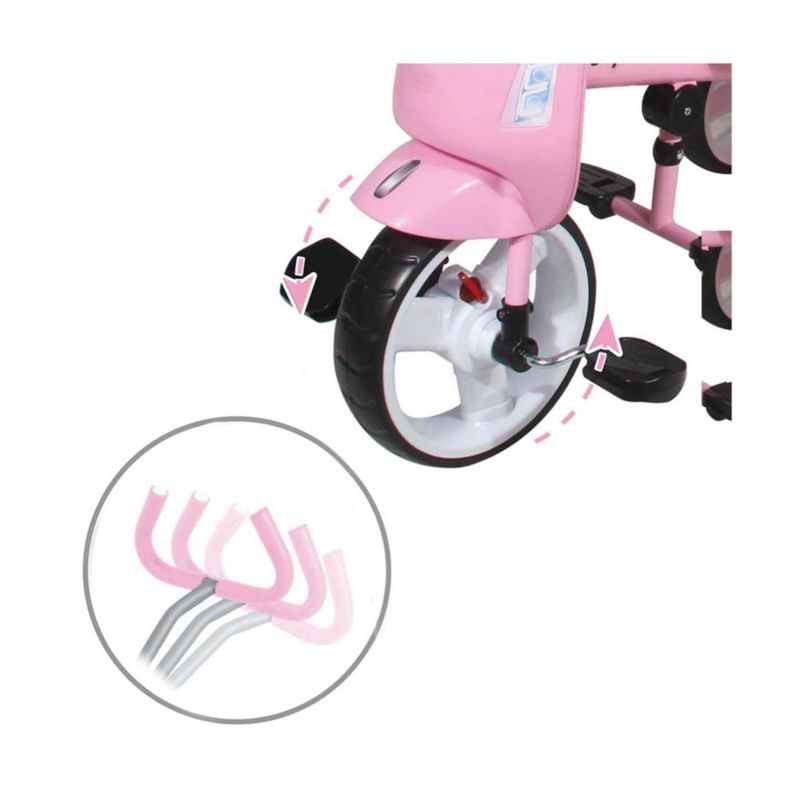 Triciclo Apache 3 En 1 Vespa Rosa Con Sonidos Y Luz