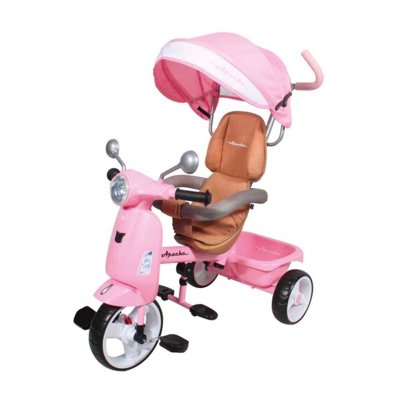 Triciclo Apache 3 En 1 Vespa Rosa Con Sonidos Y Luz
