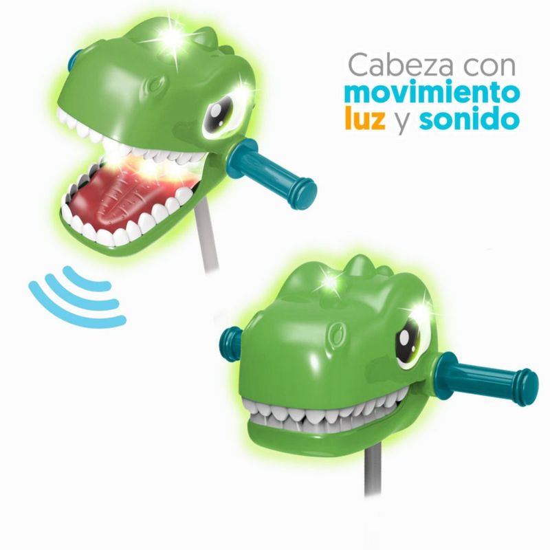 Apache Triciclo 3 En 1 Dinosaurio 3d Con Sonido Y Luces Color Verde