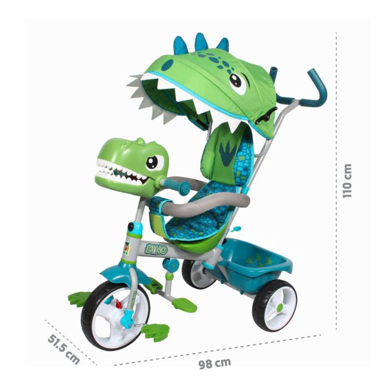 Apache Triciclo 3 En 1 Dinosaurio 3d Con Sonido Y Luces Color Verde