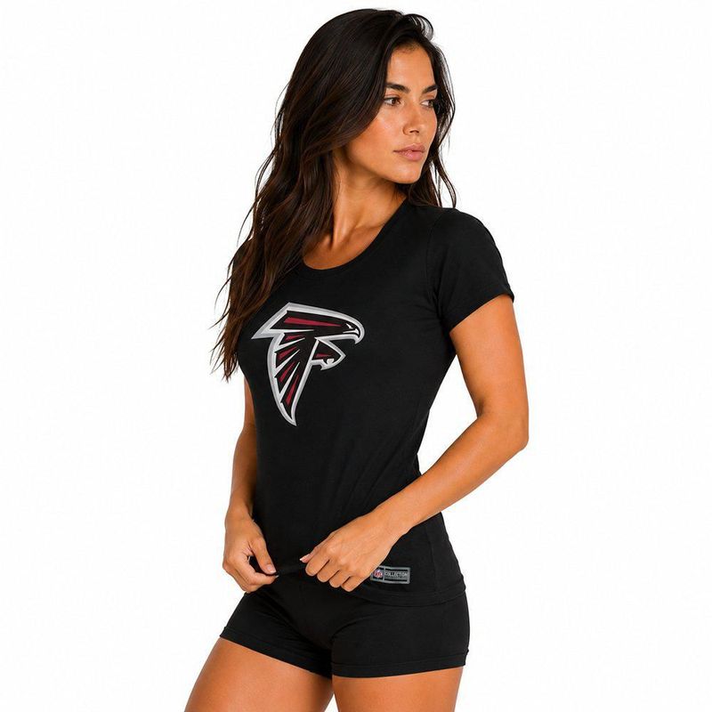 Playera Aficionado NFL Atlanta Falcons Manga Corta Negro Mujer