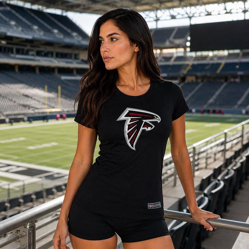 Playera Aficionado NFL Atlanta Falcons Manga Corta Negro Mujer