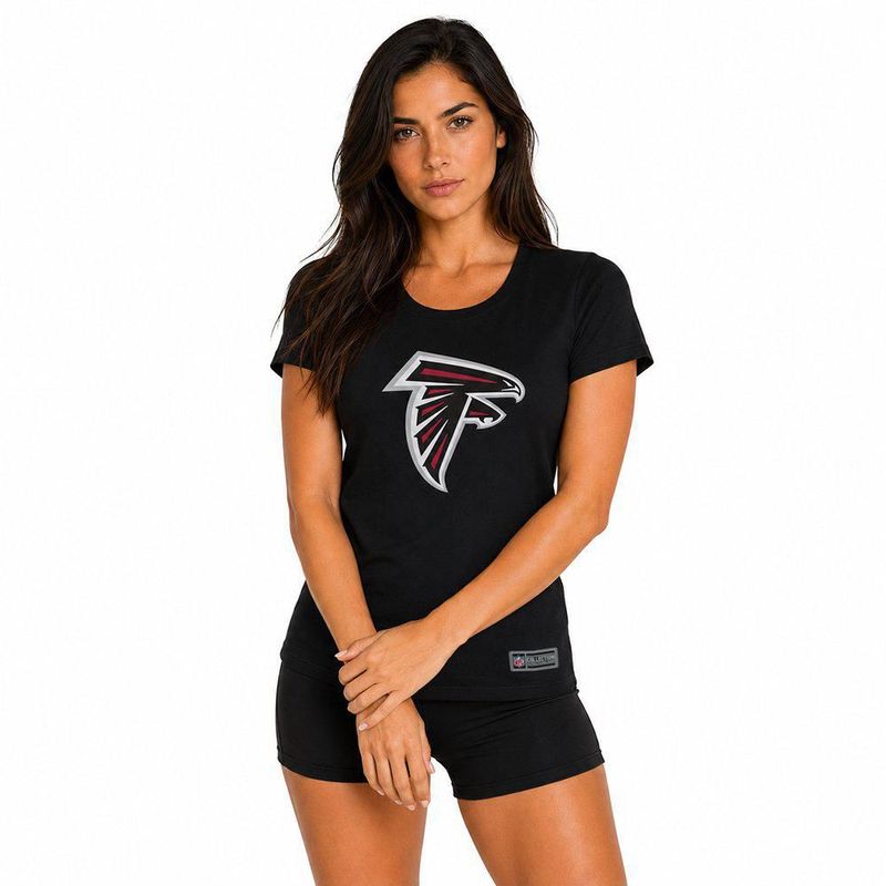 Playera Aficionado NFL Atlanta Falcons Manga Corta Negro Mujer