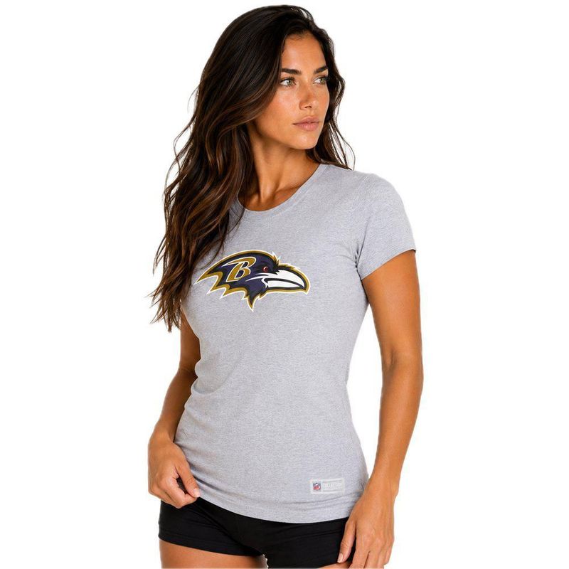 Playera Aficionado NFL Baltimore Ravens Manga Corta Gris Mujer