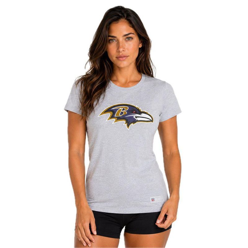 Playera Aficionado NFL Baltimore Ravens Manga Corta Gris Mujer